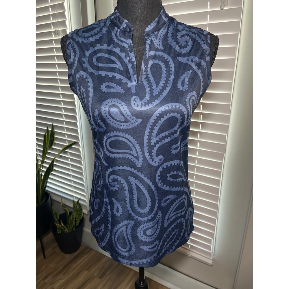 Nike Dri-FIT Blue Paisley Sleeveless Top Small Golf Tennis Activewear‎